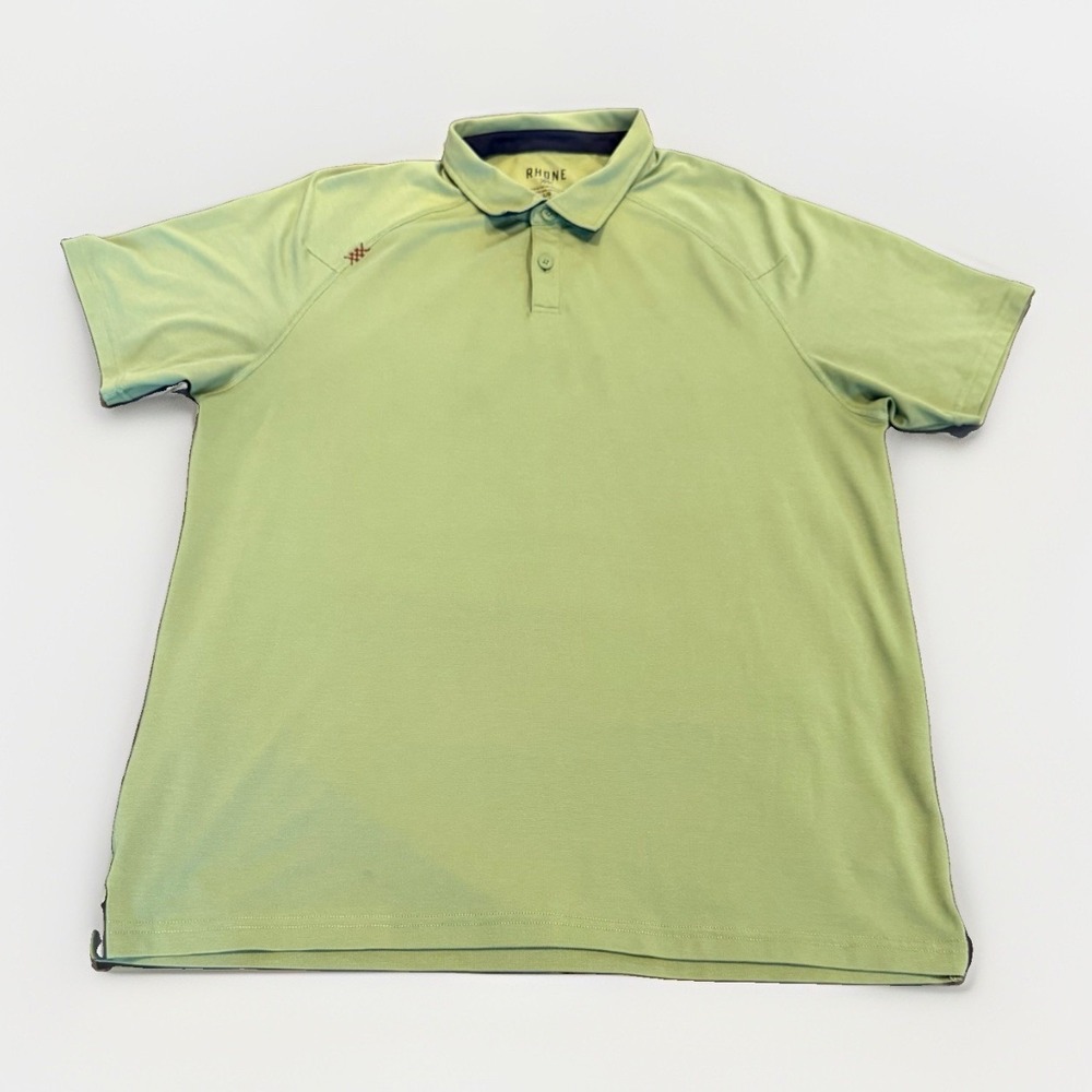 Rhone‎ Delta Pique Polo Shirt Mens L Green Performance Short Sleeve Active Golf